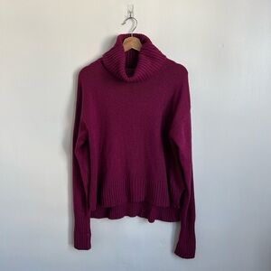 Anthropologie Wool Blend Magenta Turtleneck Sweater